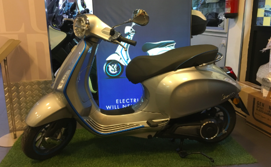 The new, modern silent Vespa Elettrica is launched in Munich